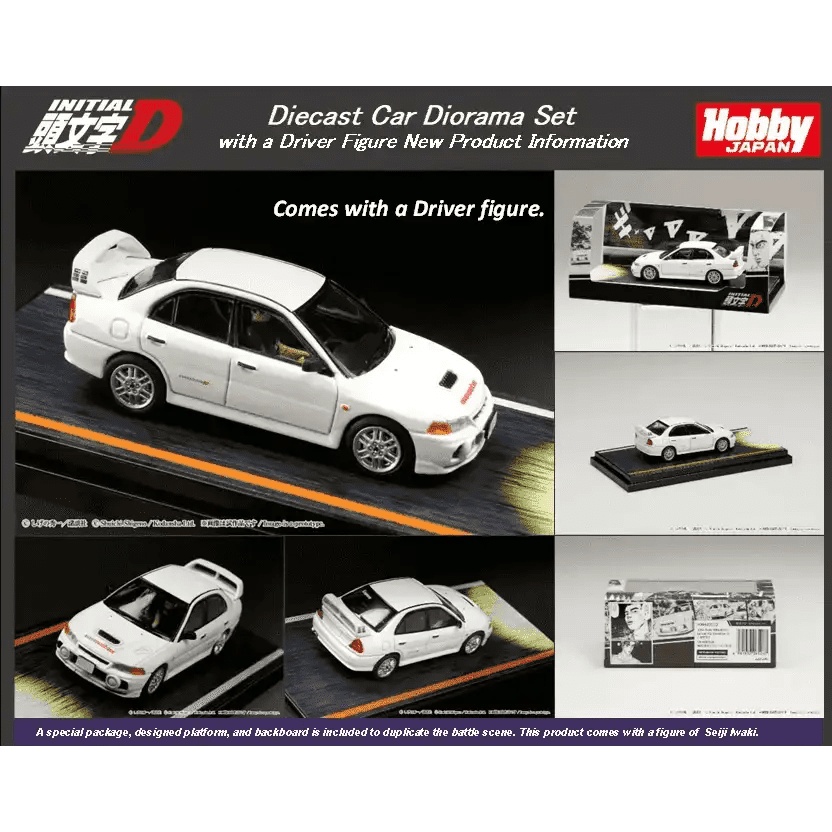 Hobby Japan 1:64 Mitsubishi Lancer RS Evolution Ⅳ / INITIAL D VS Takumi Fujiwara With Seiji Iwaki Figure