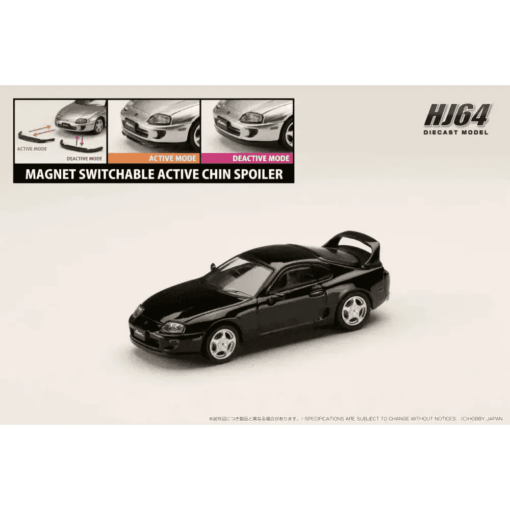 Hobby Japan 1:64 Toyota SUPRA RZ JZA80 w/ Active Spoiler Parts BLACK