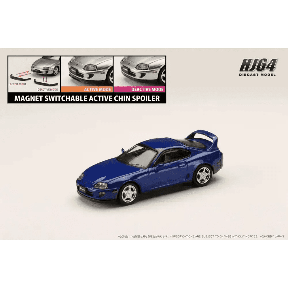 Hobby Japan 1:64 Toyota SUPRA RZ JZA80 w/ Active Spoiler Parts BLUE MICA