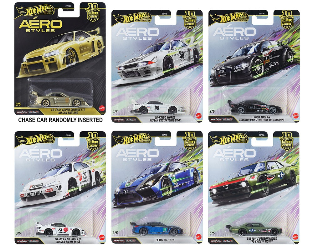 Hot Wheels 1:64 Car Culture 10th Anniversary 2026 U Case – Aero Style Complete Set 1-5
