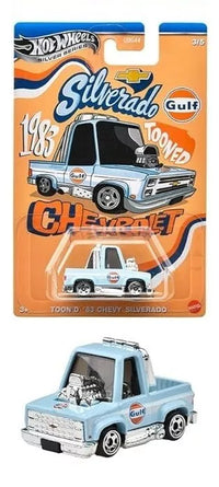 Thumbnail for Hot Wheels 1:64 GULF TOONED Themed Automotive Asst 2025 - Tooned ’83 Chevy Silverado