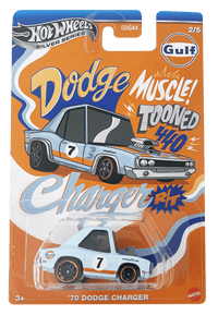 Thumbnail for Hot Wheels 1:64 GULF TOONED Themed Automotive Asst 2025 - Tooned ’70 Dodge Charger