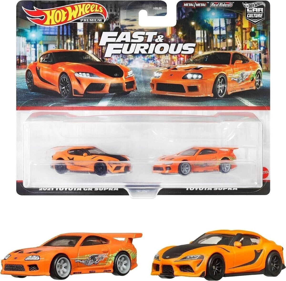 Hot Wheels 1:64 Premium Car Culture 2 Pack Fast & Furious Toyota Supra