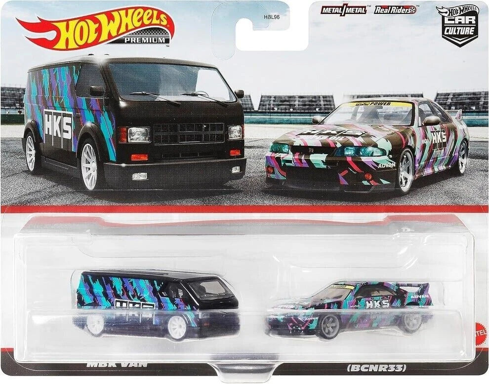 Hot Wheels 1:64 Premium Car Culture 2 Pack HKS BCNR33 Skyline / MBK Van