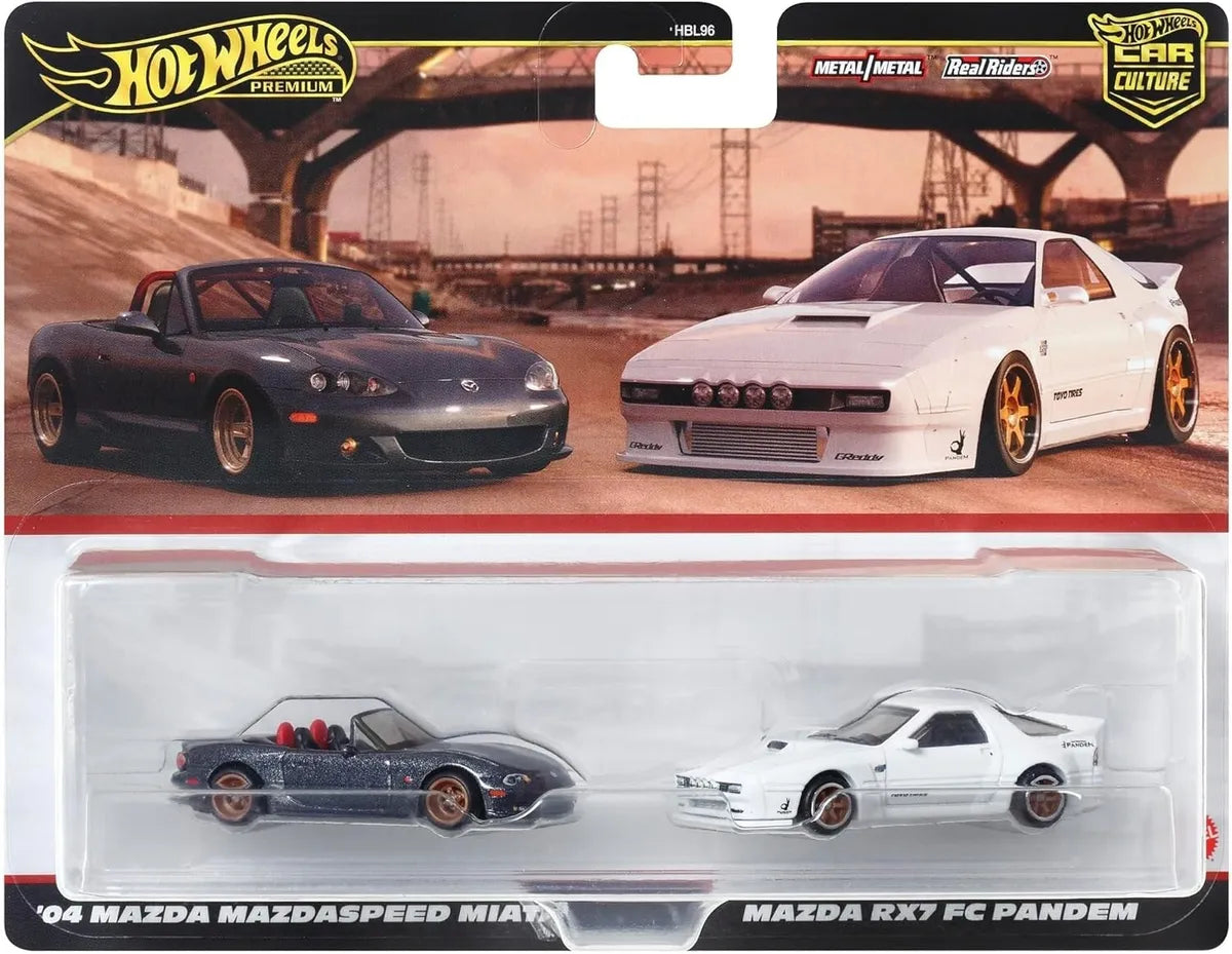 Hot Wheels 1:64 Premium Car Culture 2 Pack Mazda Miata / Pandem FC RX-7