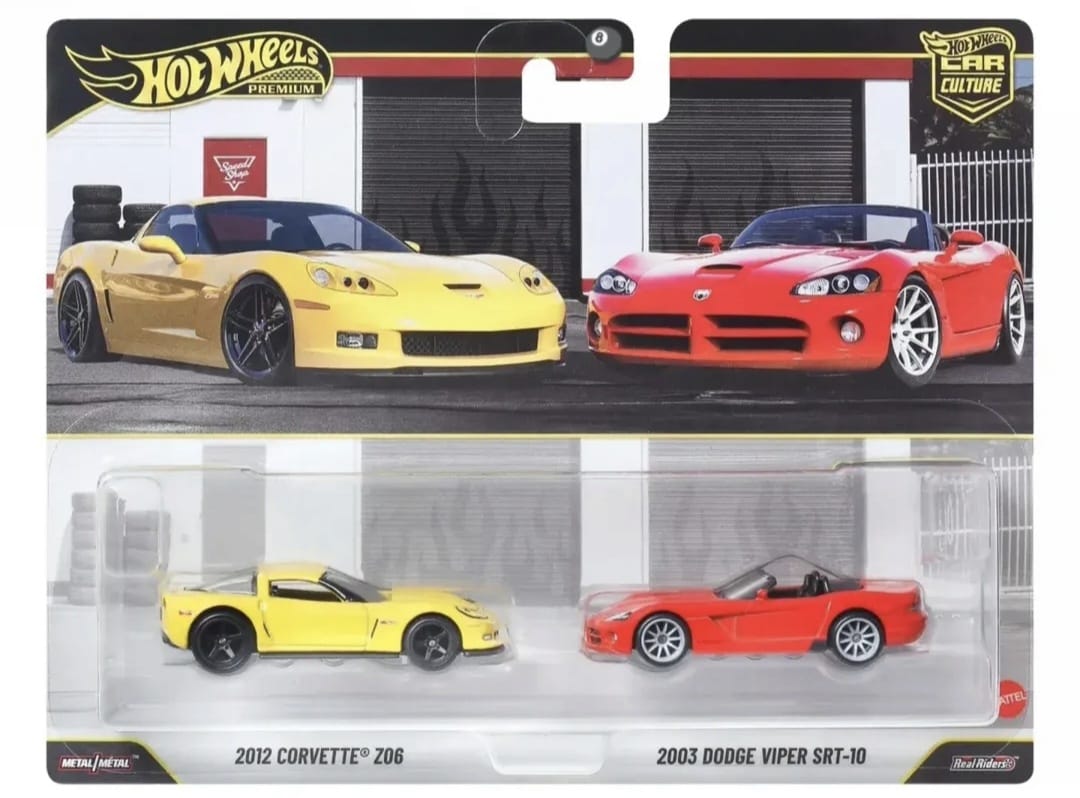 Hot Wheels 1:64 Premium Car Culture 2026 2 Pack Corvette Z06 / Dodge Viper