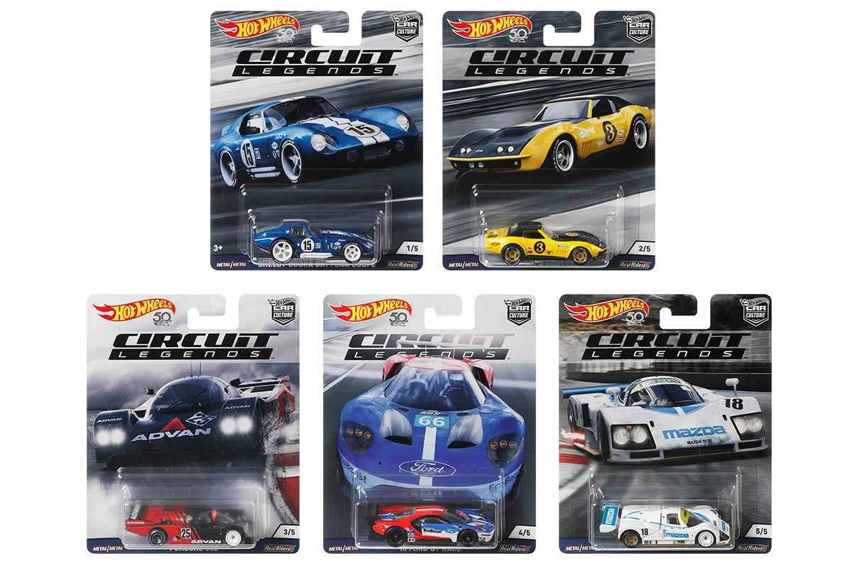 Hot Wheels 1:64 Premium Car Culture Circuit Legends Complete Set 1-5