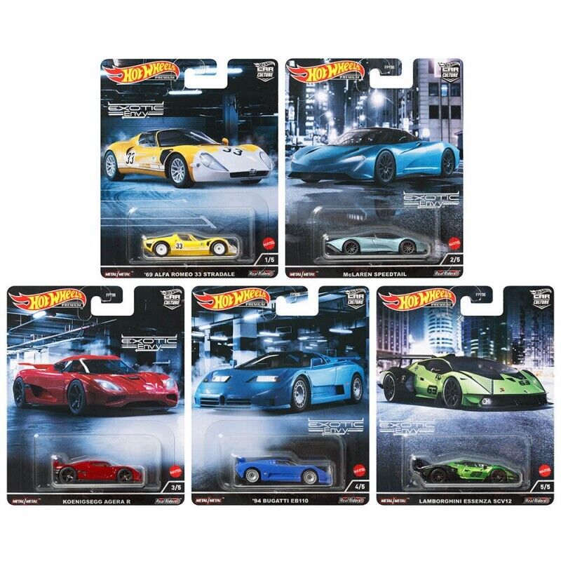 Hot Wheels 1:64 Premium Car Culture Exotic Envy Complete Set 1-5