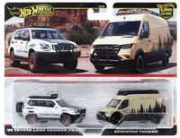 Thumbnail for (PRE-ORDER)  Hot Wheels Premium 1:64 2 Pack 05 Toyota Land Cruiser Prado Mercedes-Benz Sprinter