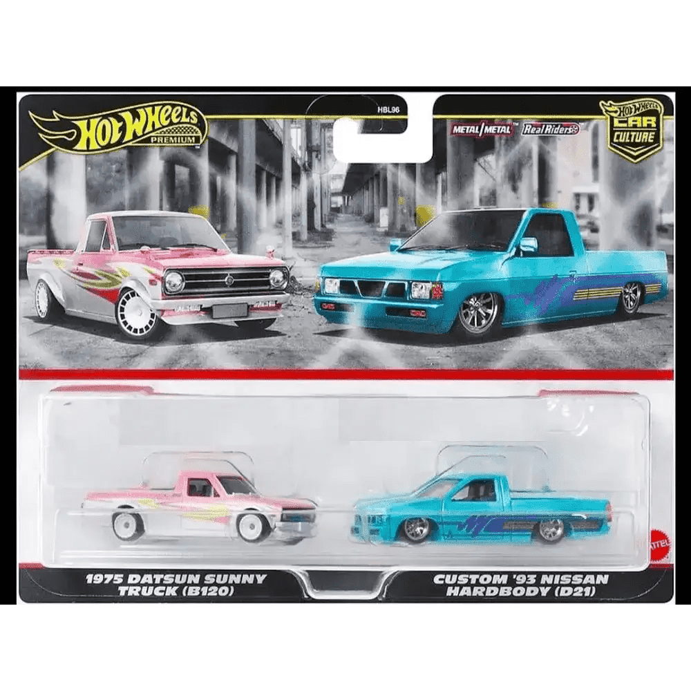 Hot Wheels Premium 1:64 2 Pack 1975 Datsun Sunny Truck/Custom 93 Nissan Hardbody