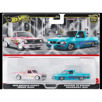 Thumbnail for Hot Wheels Premium 1:64 2 Pack 1975 Datsun Sunny Truck/Custom 93 Nissan Hardbody