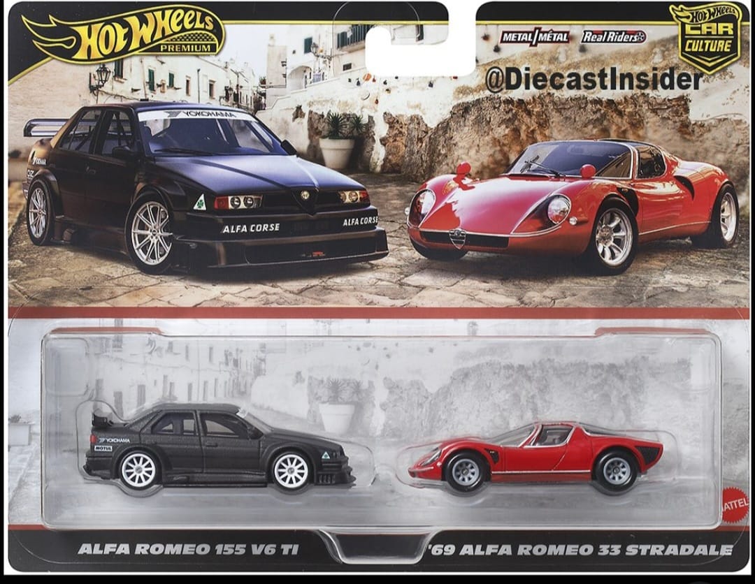 Hot Wheels Premium 1:64 2 Pack Alfa Romeo 155 V6 TI 69 Alfa Romeo 33 Stradale