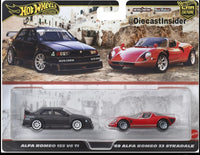 Thumbnail for Hot Wheels Premium 1:64 2 Pack Alfa Romeo 155 V6 TI 69 Alfa Romeo 33 Stradale