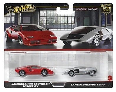 Hot Wheels Premium 1:64 2 Pack Lamborghini Countach LP5000 QV + Lancia Stratos Zero