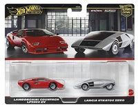 Thumbnail for Hot Wheels Premium 1:64 2 Pack Lamborghini Countach LP5000 QV + Lancia Stratos Zero