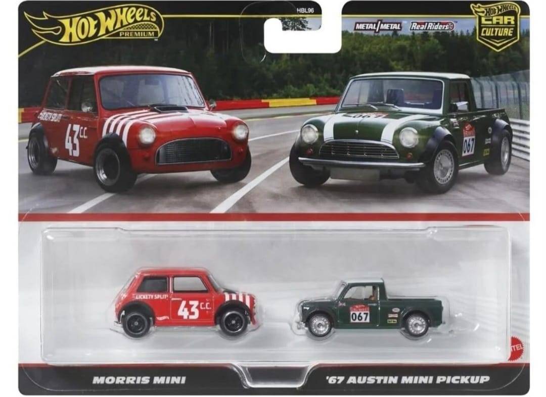 Hot Wheels Premium 1:64 2 Pack Morris Mini / 67 Austin Mini Pickup