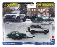 Thumbnail for Hot Wheels Premium 1:64 Car Culture Team Transport Jaguar Mk1 / 2023 Land Rover Defender