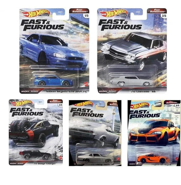 Hot Wheels Premium 1:64 Fast & Furious Fast Superstars Complete Set 1-5