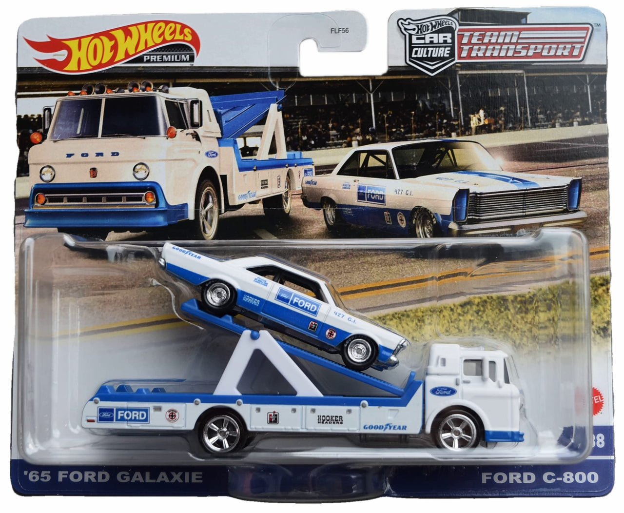 Hot Wheels Premium 1:64 Team Transport 65 Ford Galaxie Ford C-800
