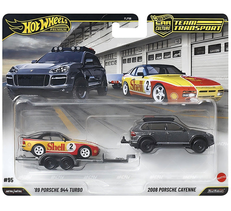 Hot Wheels Premium 1:64 Team Transport 89 Porsche 944 Turbo / 2008 Porsche Cayenne