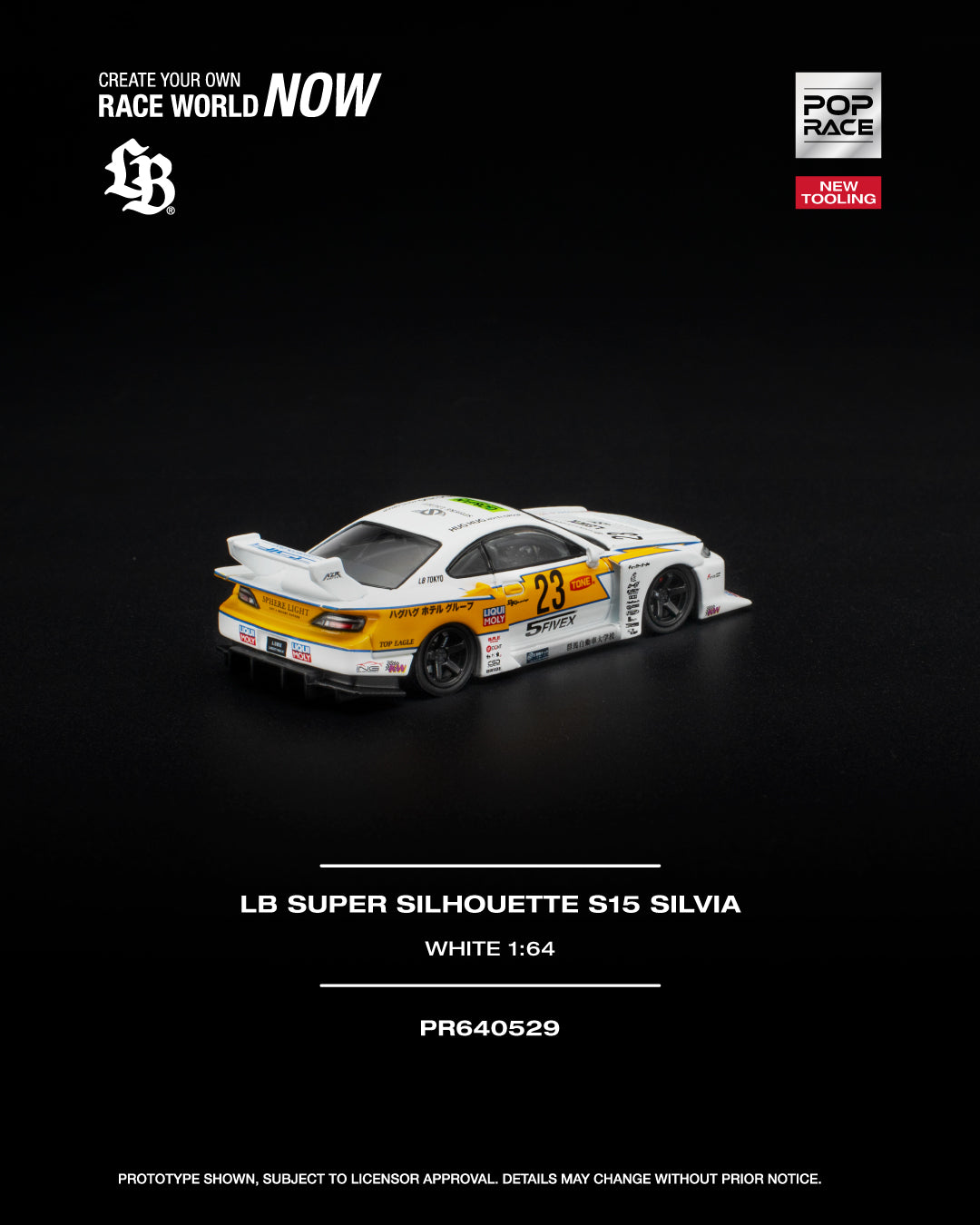 (PRE-ORDER) Pop Race 1:64 Nissan LB SUPER SILHOUETTE S15 SILVIA WHITE NEW TOOLING