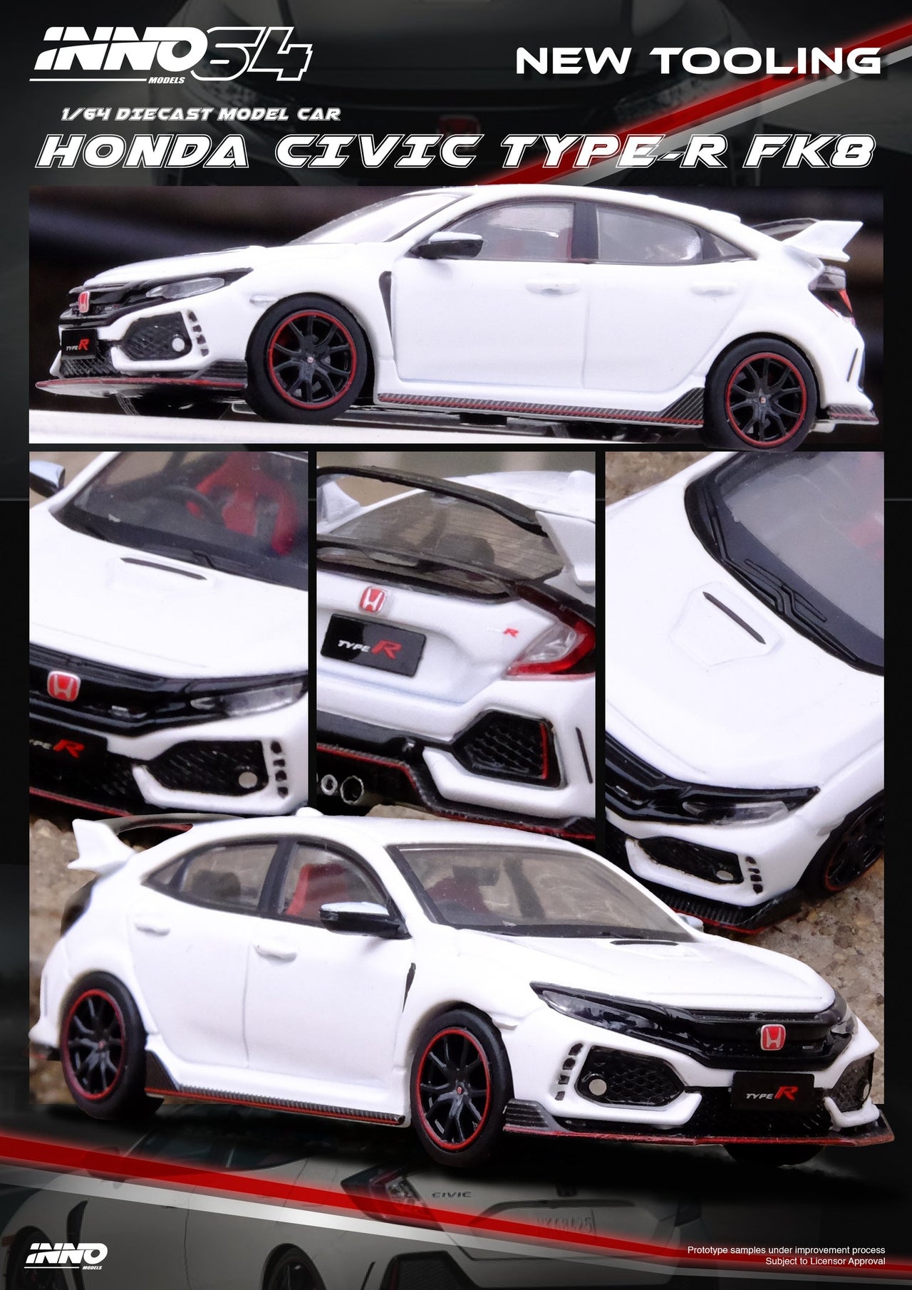 INNO64 1:64 Honda Civic TYPE-R FK8 White
