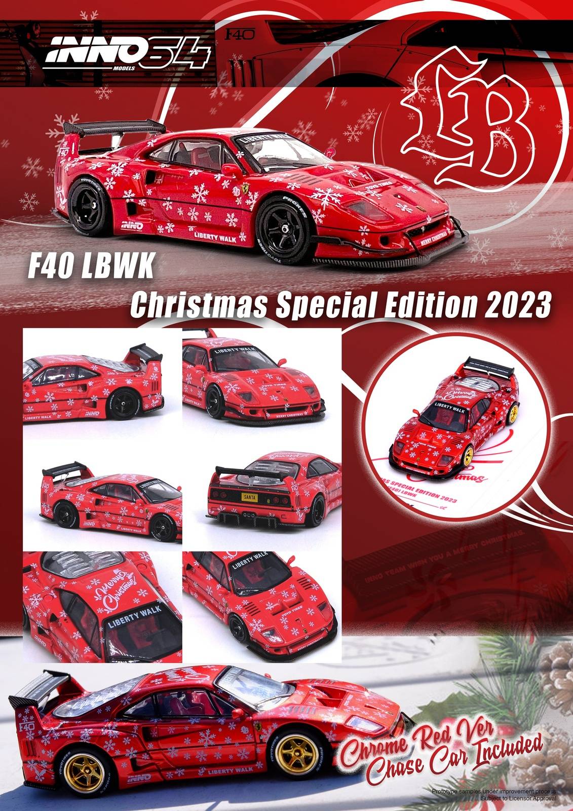 INNO64 1:64 LBWK Ferrari F40 Christmas Special Edition 2023