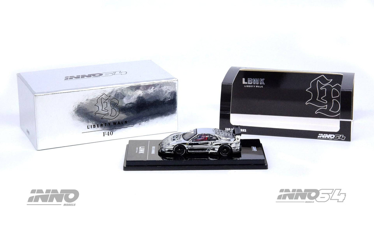 INNO64 1:64 LBWK Ferrari F40 Chrome Silver HOBBY EXPO CHINA EXCLUSIVE