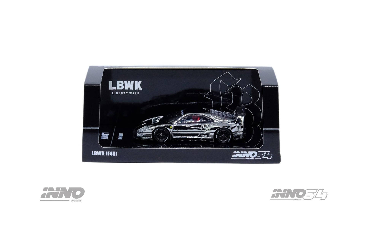 INNO64 1:64 LBWK Ferrari F40 Chrome Silver HOBBY EXPO CHINA EXCLUSIVE