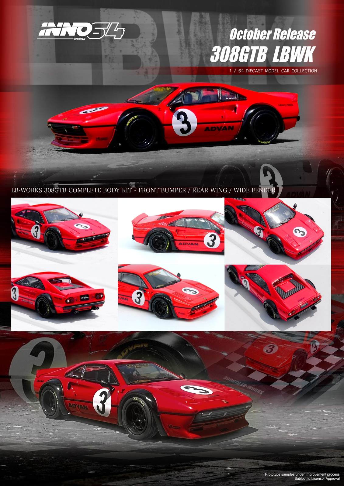 INNO64 1:64 Liberty Walk Ferrari 308 GTB Red