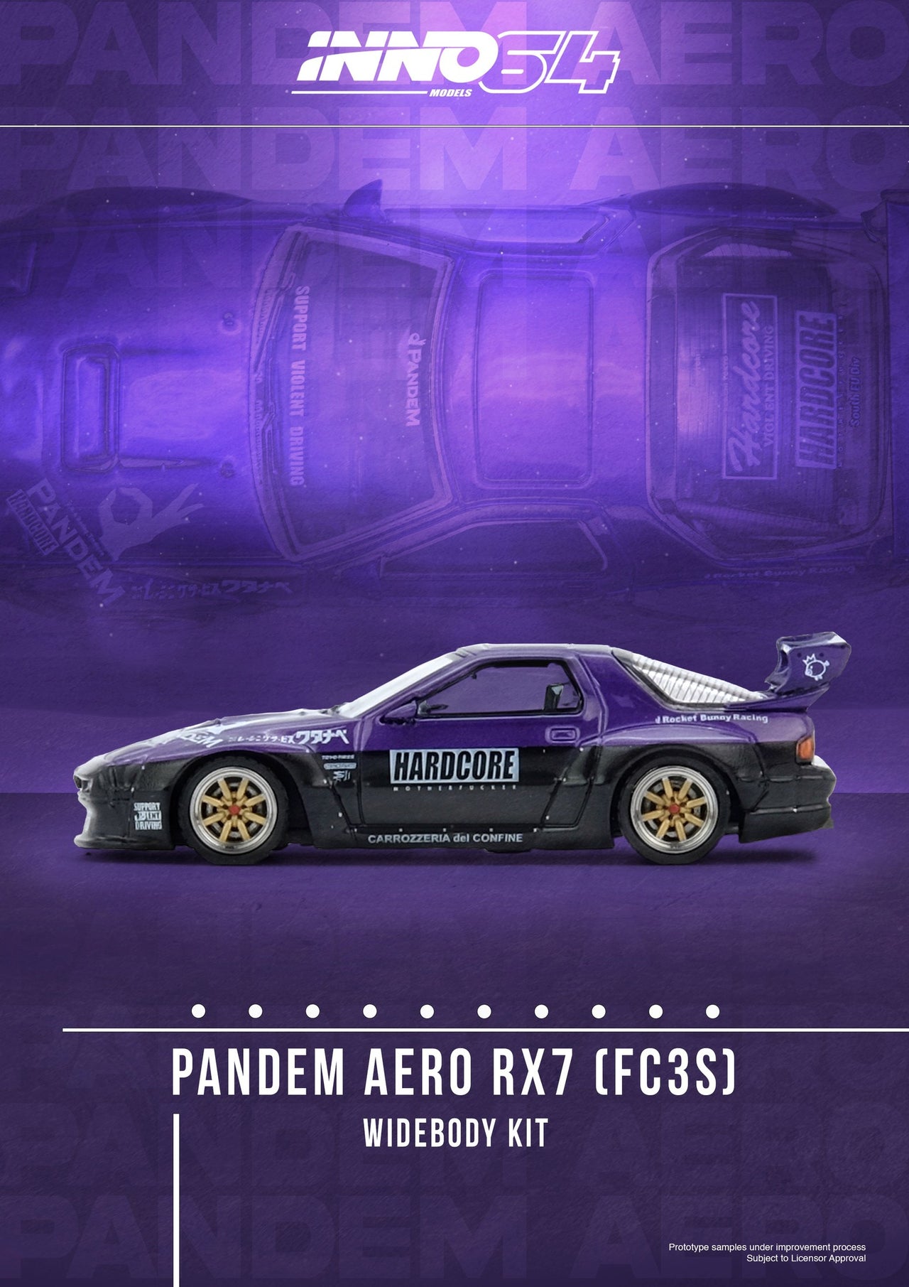 INNO64 1:64 Mazda RX7 FC3S "PANDEM ROCKET BUNNY" Purple
