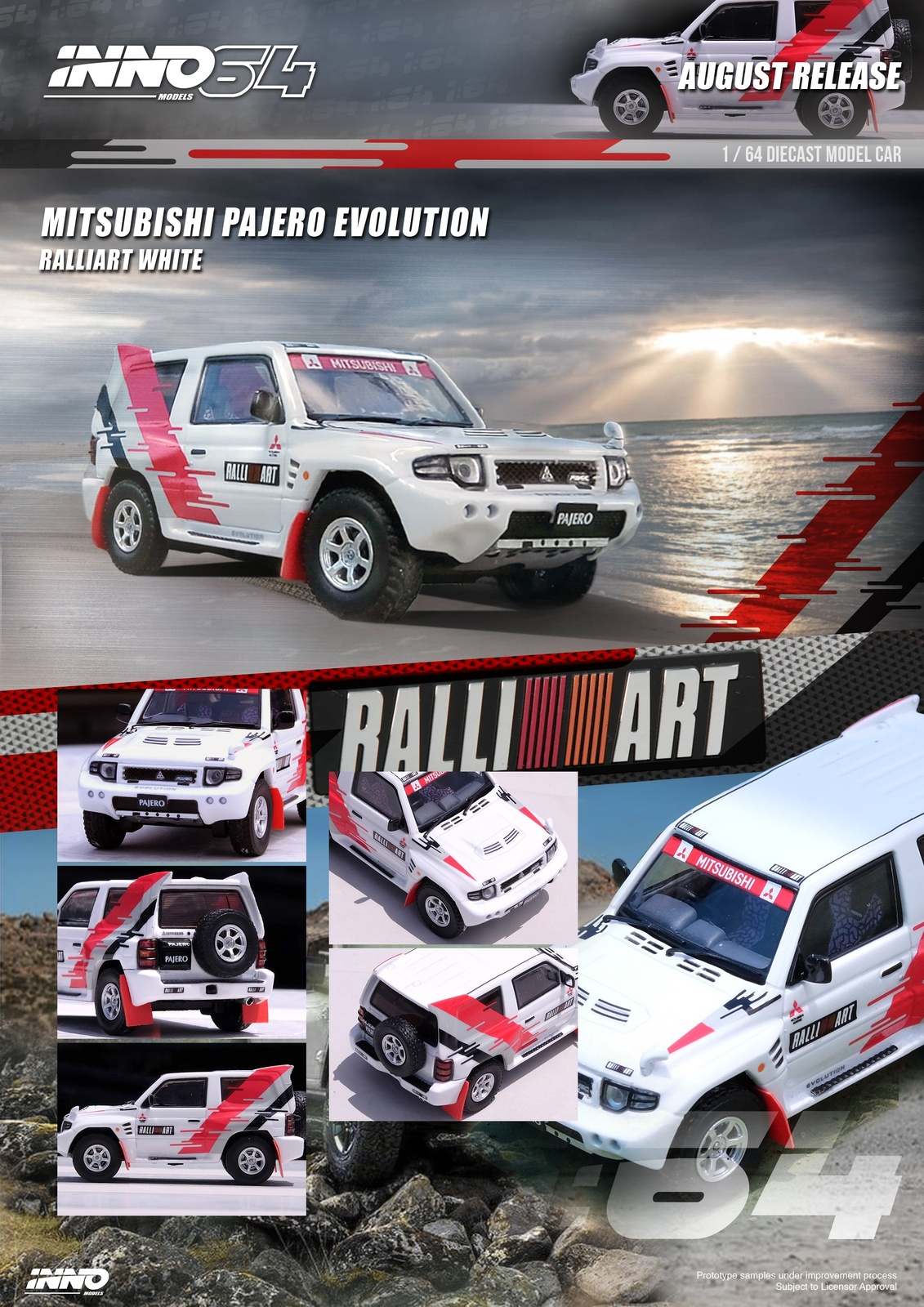 INNO64 1:64 Mitsubishi Pajero Evolution "RALLIART" White