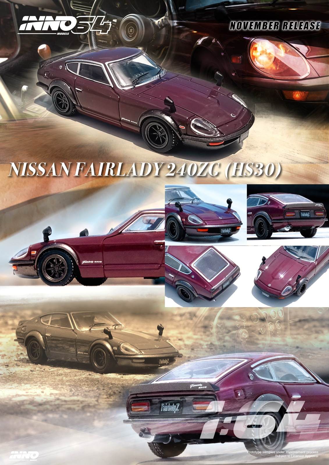 INNO64 1:64 Nissan 240ZG HS30 Maroon