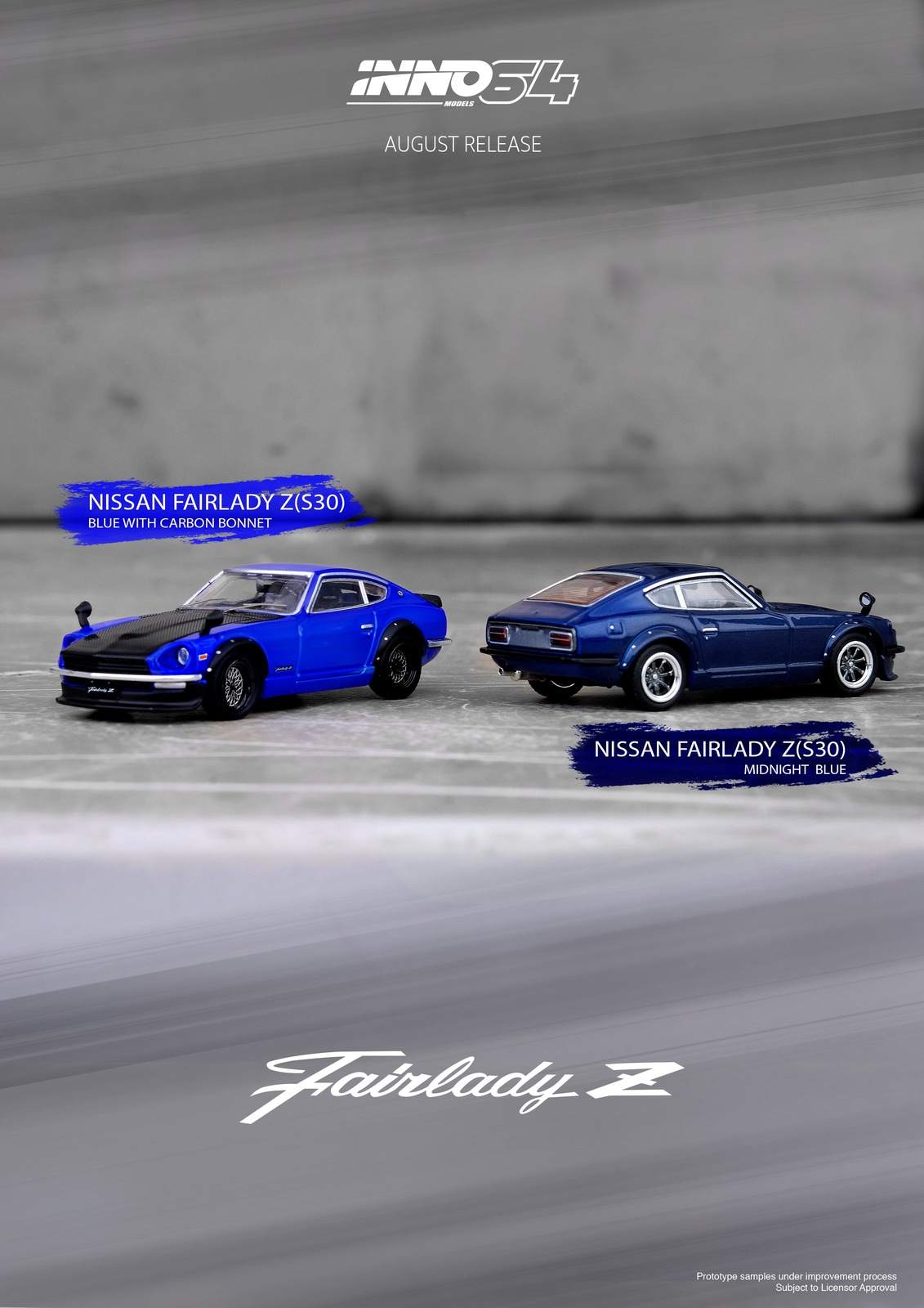 INNO64 1:64 Nissan Fairlady Z S30 Blue w/ Carbon Hood