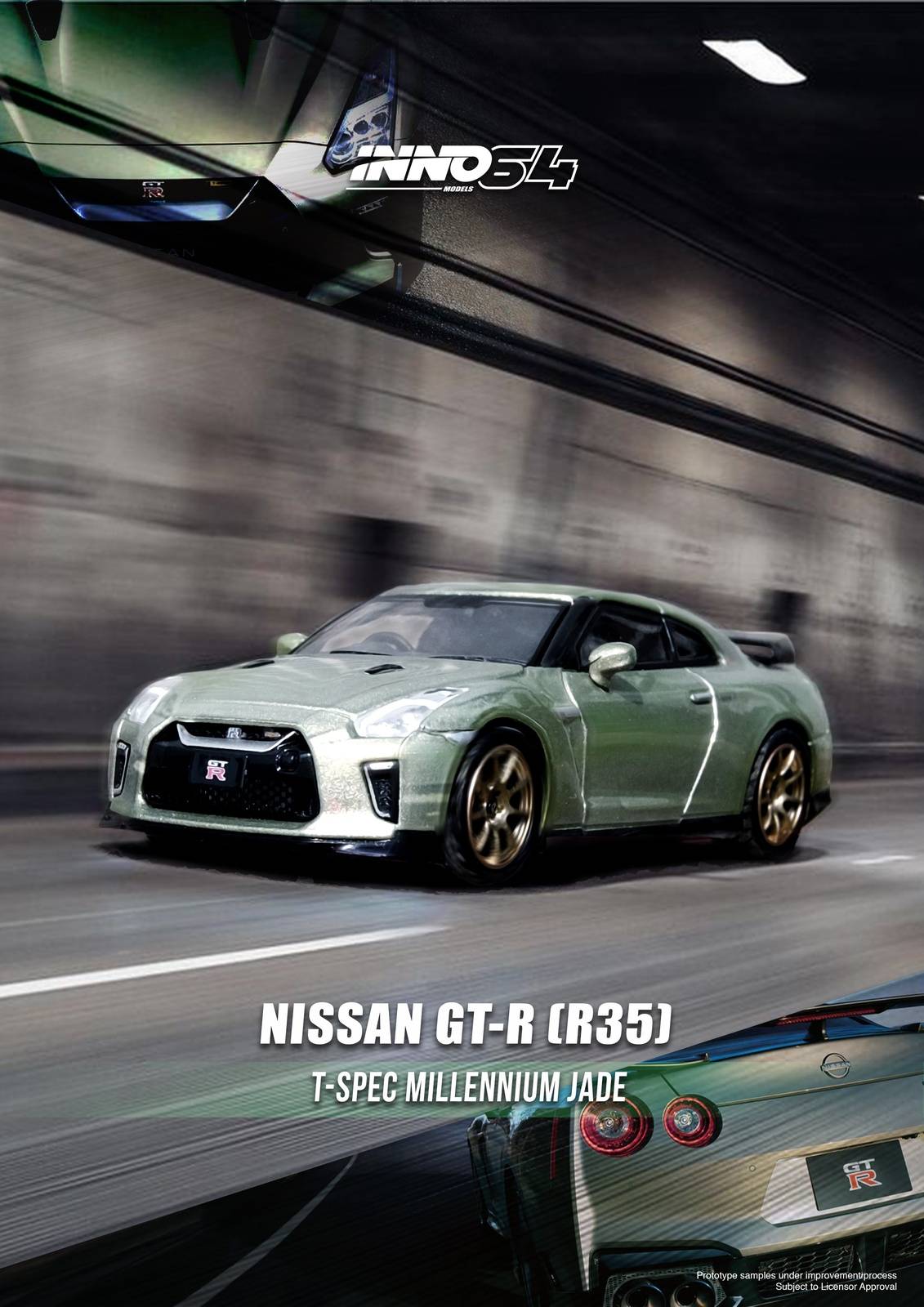 PRE-ORDER INNO64 1:64 Nissan GT-R R35 Millennium Jade "NEW TOOLING"
