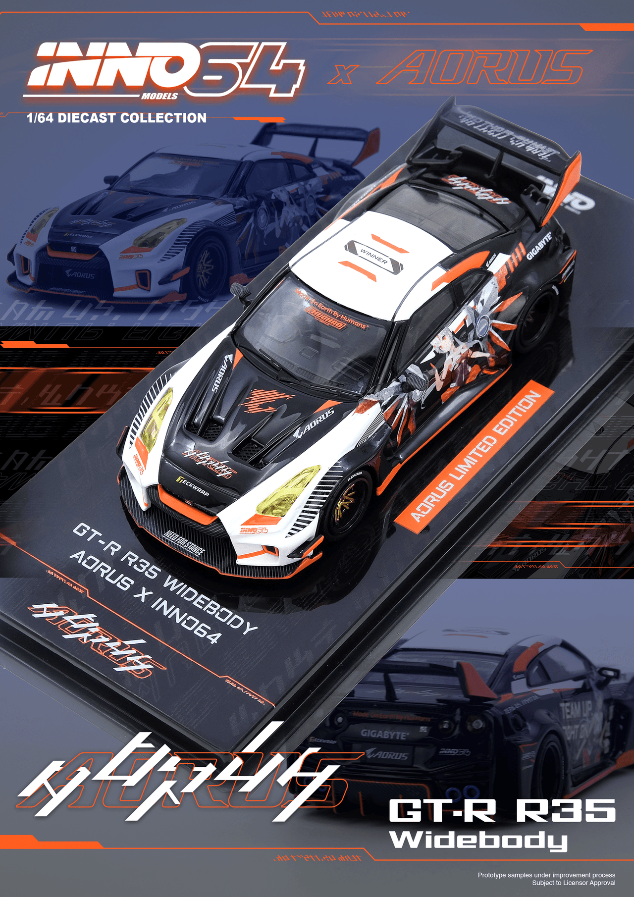 INNO64 1:64 Nissan GT-R R35 WIDEBODY AORUS X INNO64 Event Exclusive