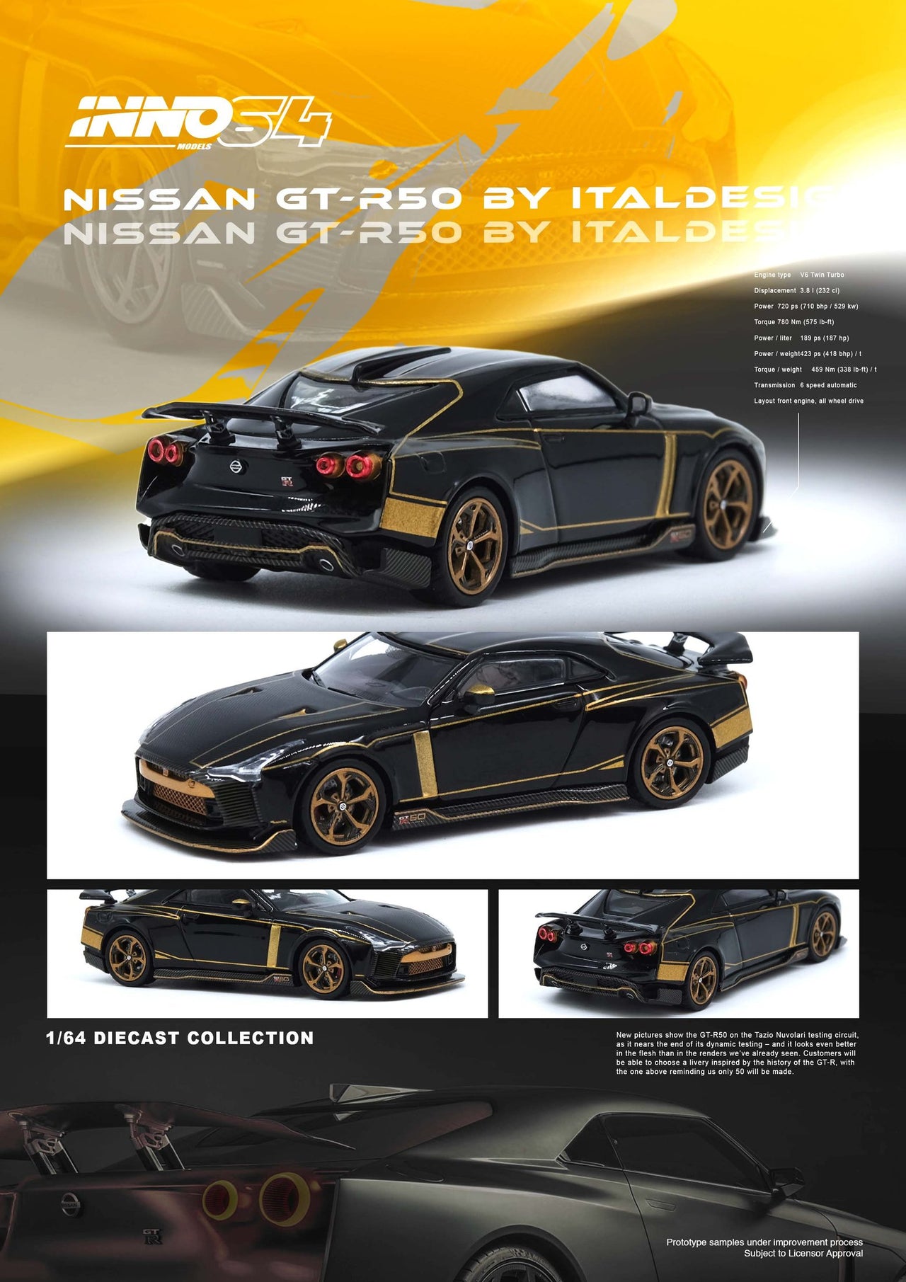 INNO64 1:64 Nissan GT-R50 By ITALDESIGN Black