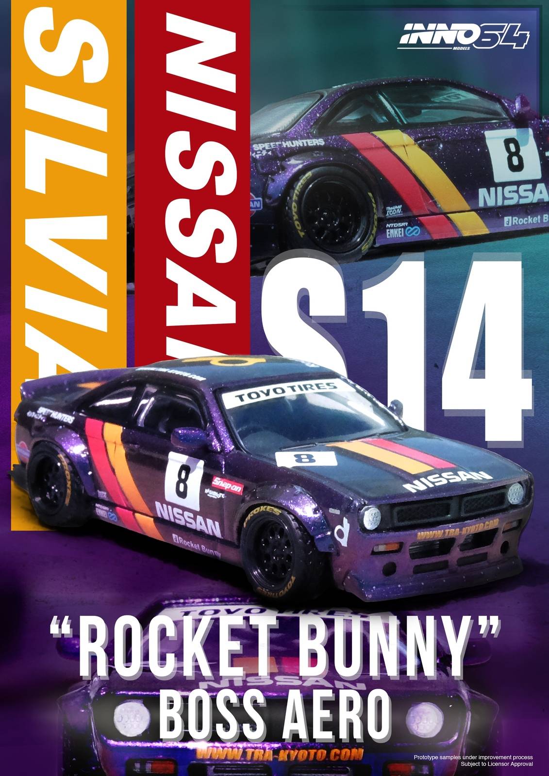 INNO64 1:64 Nissan Silvia S14 BOSS "ROCKET BUNNY" Purple