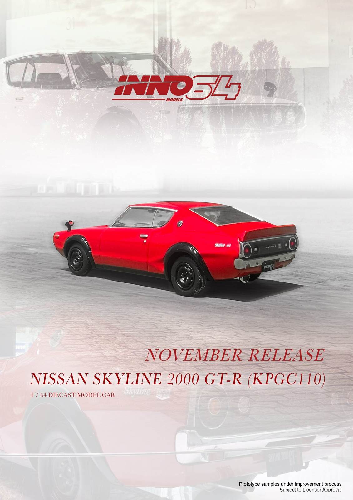 INNO64 1:64 Nissan Skyline 2000 GT-R KPGC110 Red