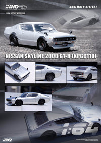 Thumbnail for INNO64 1:64 Nissan Skyline 2000 GT-R KPGC110 Silver