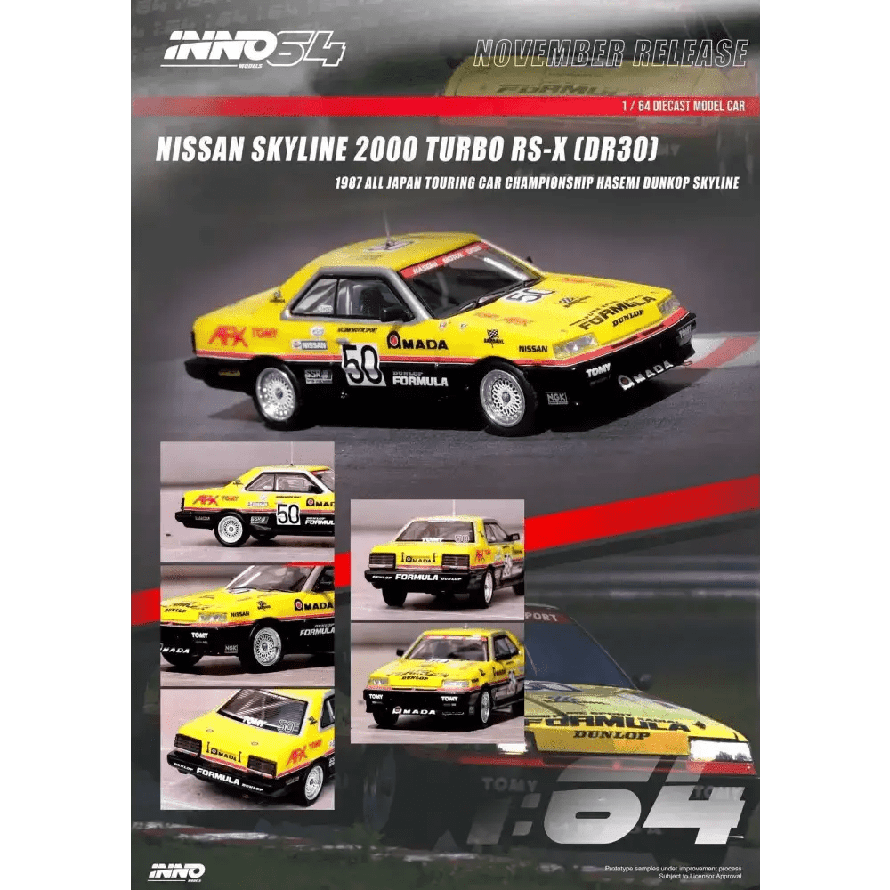 INNO64 1:64 Nissan Skyline 2000 Turbo RS-X DR30 #50 Hasemi Motorport Dunlop