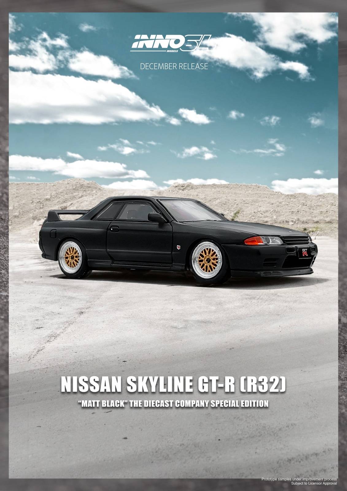 INNO64 1:64 Nissan Skyline GT-R R32 Matt Black The Diecast Company Special Edition