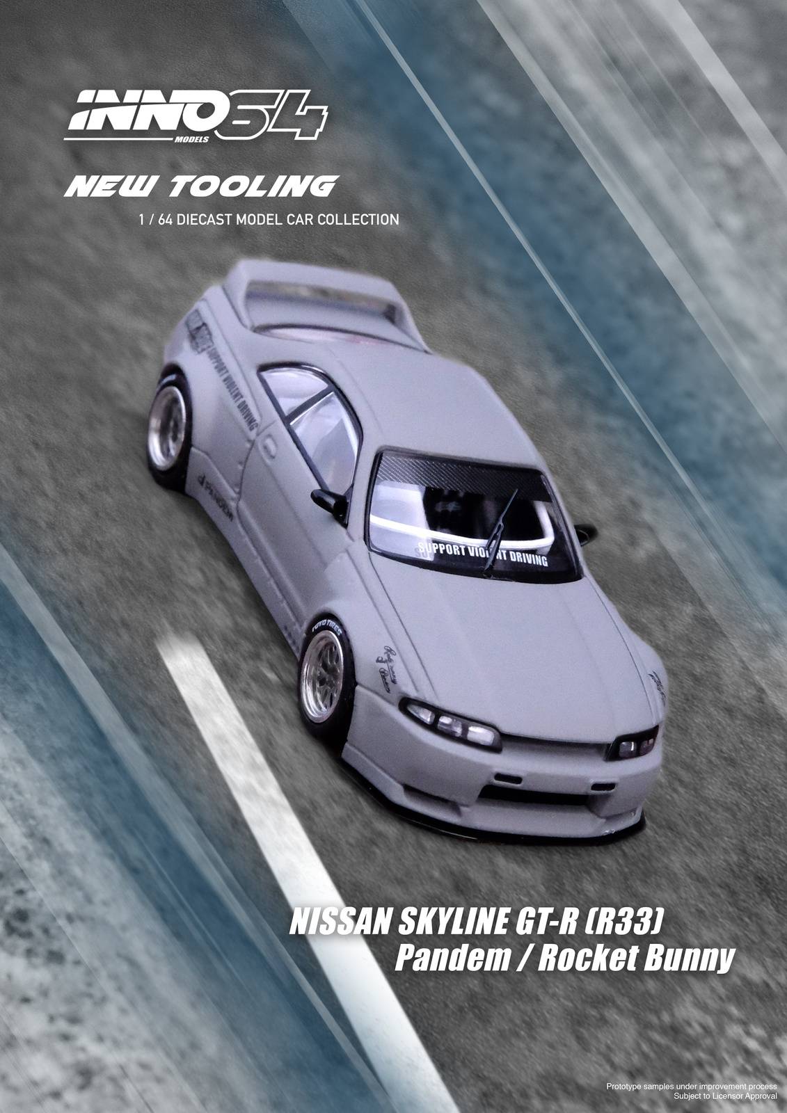 INNO64 1:64 Nissan Skyline GT-R R33 "Pandem/Rocket Bunny" Cement Grey Matte