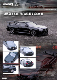 Thumbnail for PRE-ORDER INNO64 1:64 Nissan Skyline GT-R R34 V-SPEC II Black