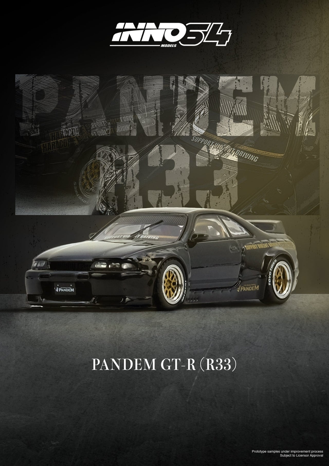 INNO64 1:64 Nissan Skyline PANDEM GT-R BCNR33 Black