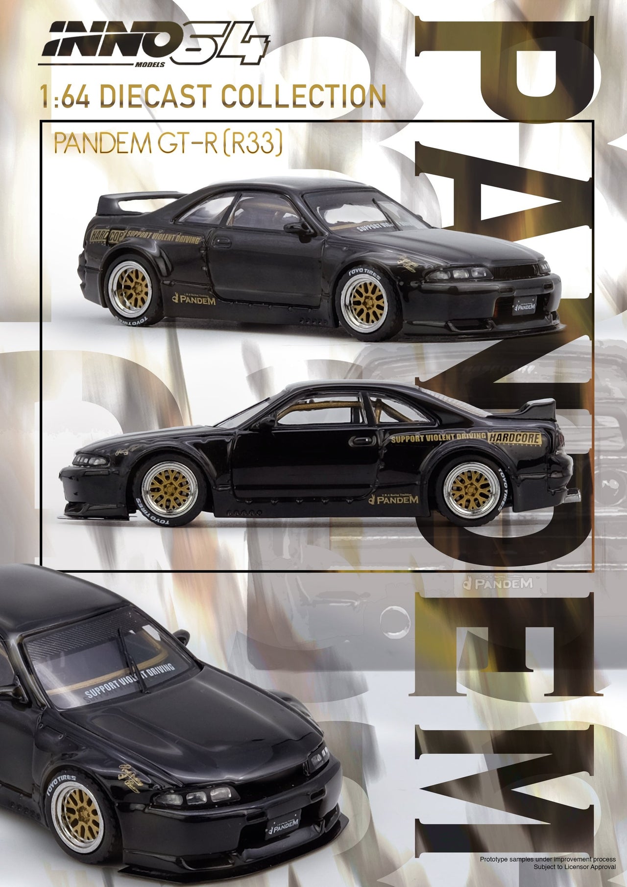INNO64 1:64 Nissan Skyline PANDEM GT-R BCNR33 Black