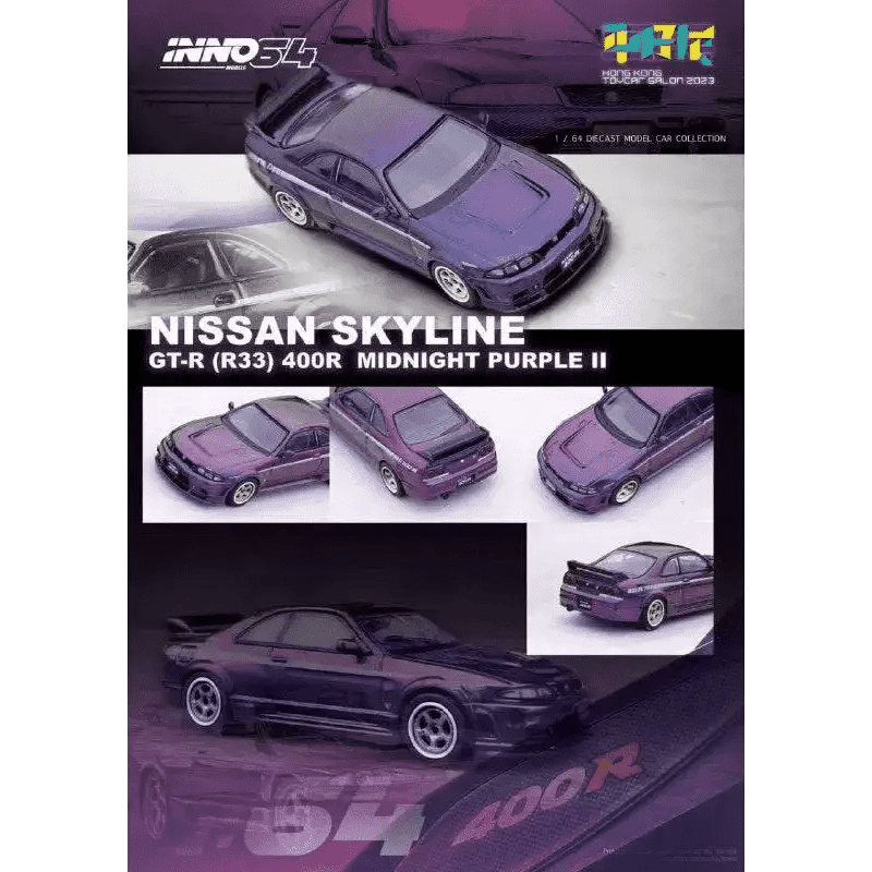 INNO64 1:64 Nissan Skyline R33 GT-R 400R Midnight Purple II Hong Kong Toycar Salon 2023