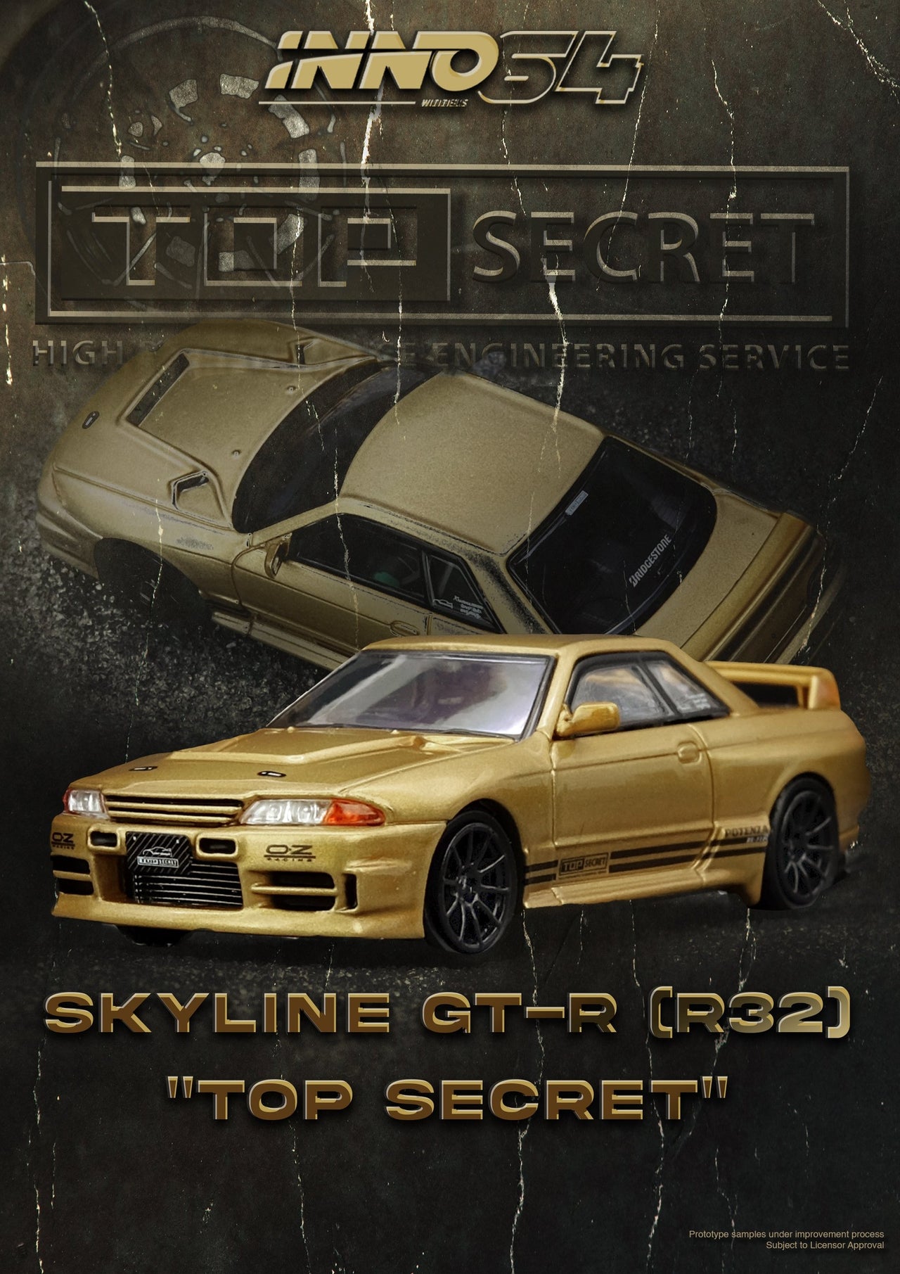 INNO64 1:64 Nissan Skyline TOP SECRET BNR32 GT-R 650R Gold