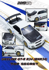 Thumbnail for INNO64 1:64 Nissan Skyline TOP SECRET R34 GT-R White