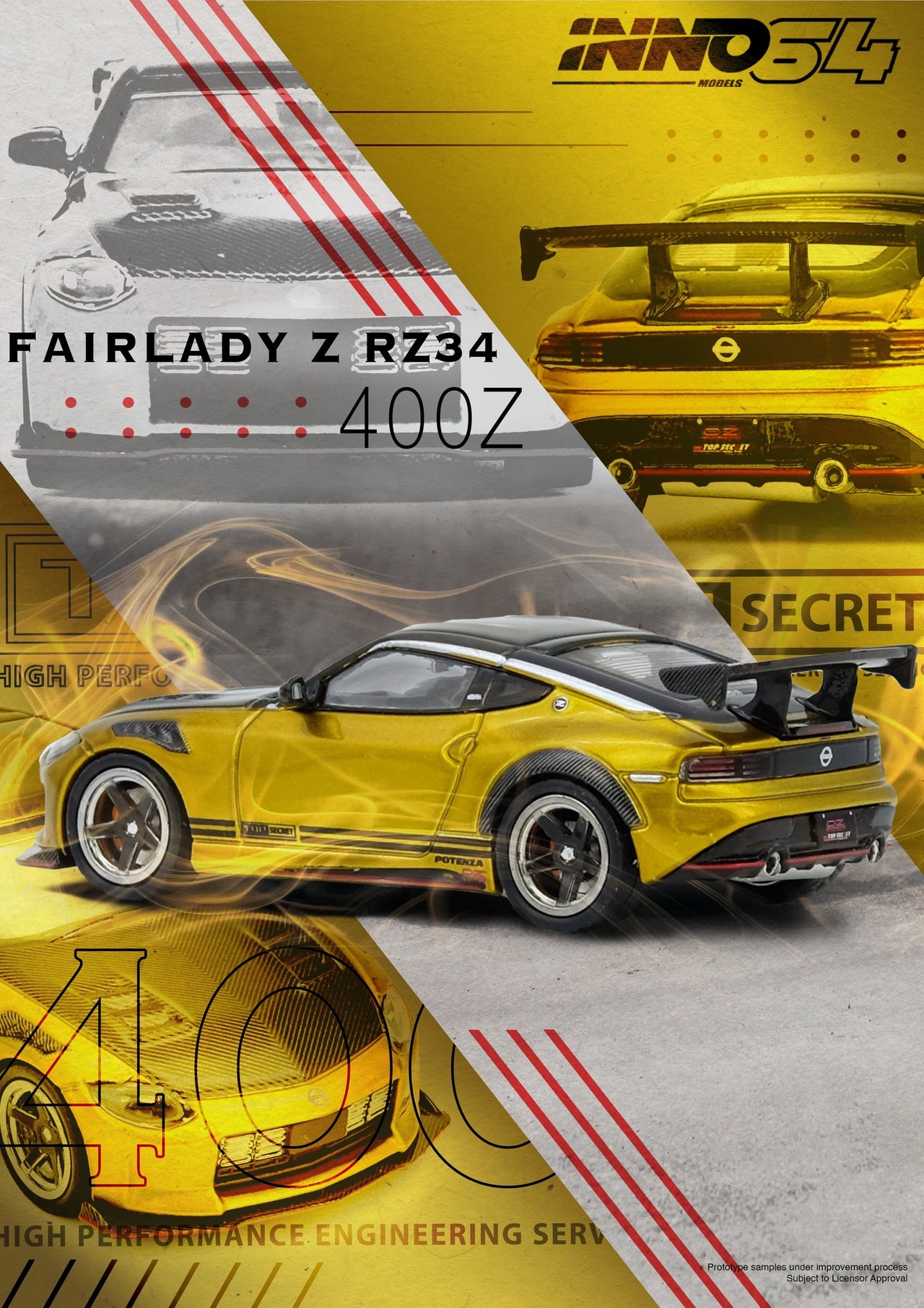 INNO64 1:64 Nissan TOP SECRET FAIRLADY Z RZ34 Gold
